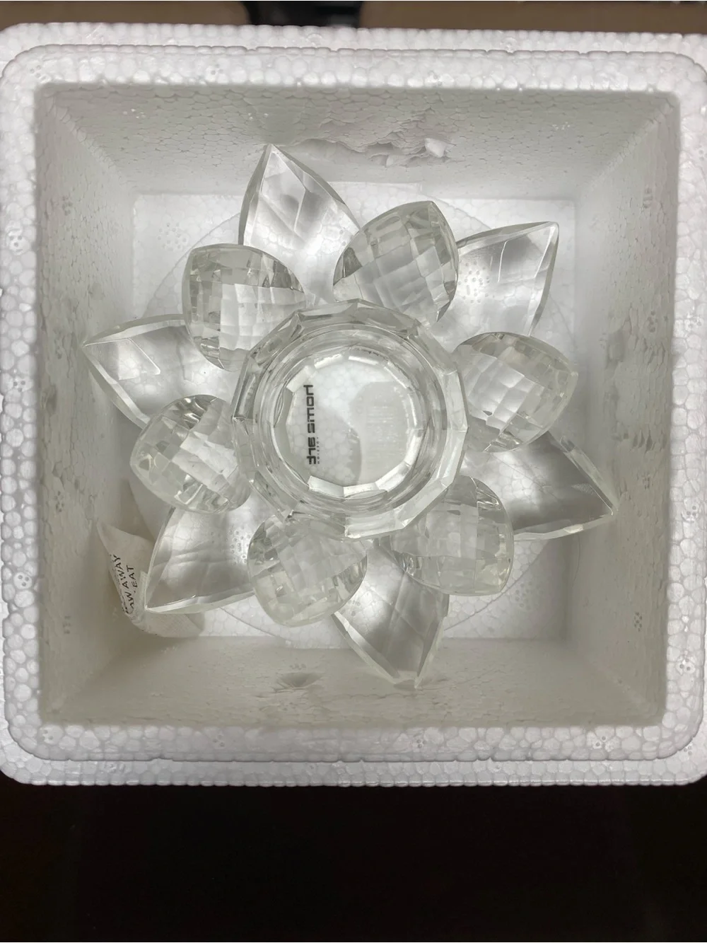 NIB Crystal Lotus Tea Light/Candle Holders - Clear (Set of 2)
